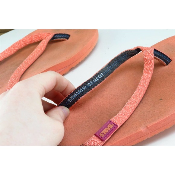 Sanuk Sz 10 M‎ Orange Flip Flop Fabric Women Sandals - Picture 6 of 8